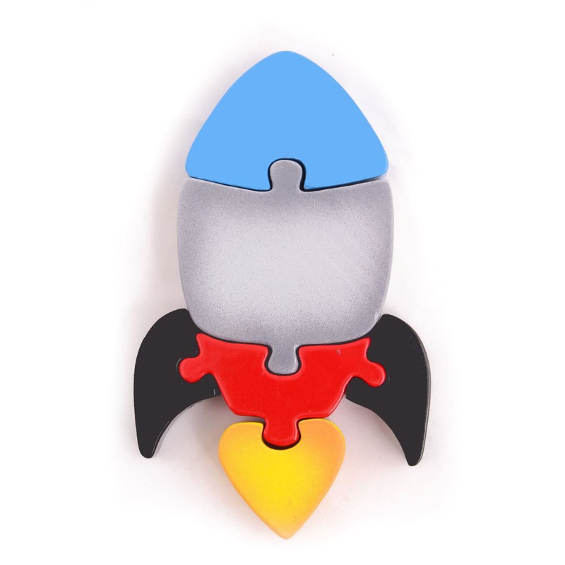 Wooden Montessori Rocket Puzzle - Fun Play (6 Pieces)